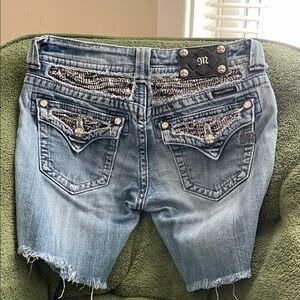 Miss Me Light Blue Embellished Denim Shorts